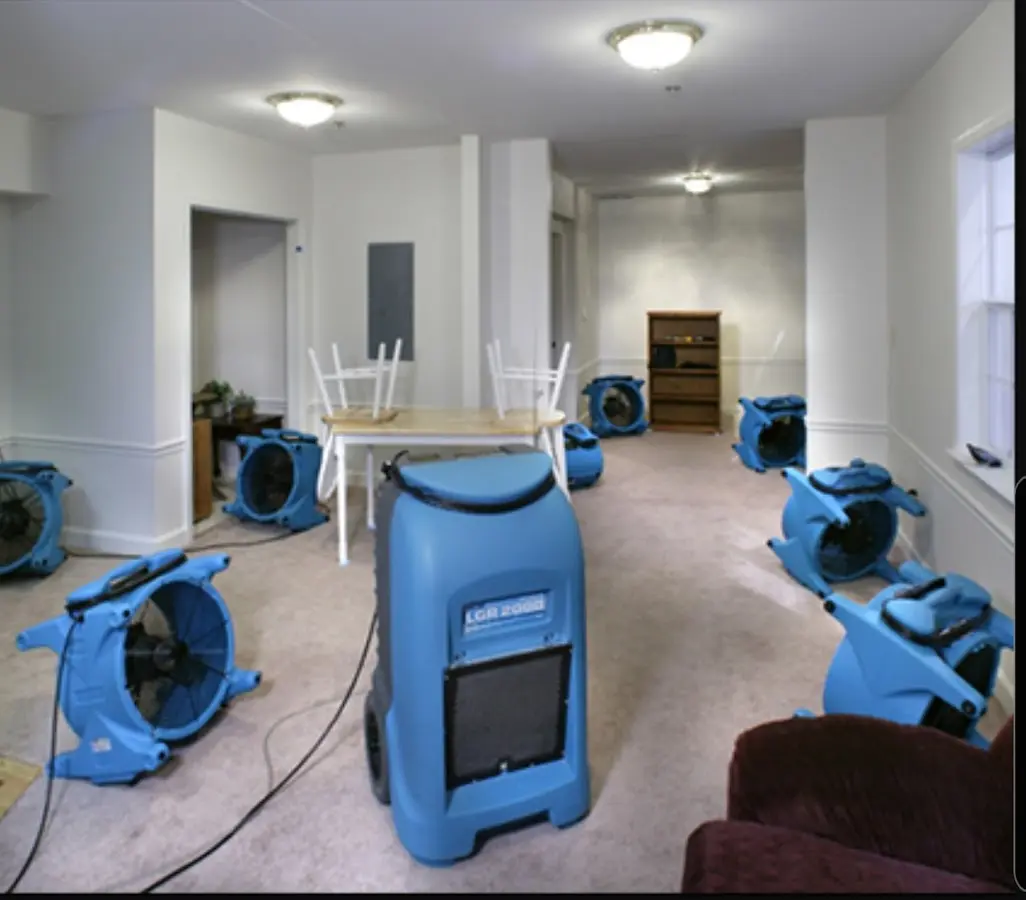 Air movers and dehumidifier setup for Water Extraction & Removal in Collingswood